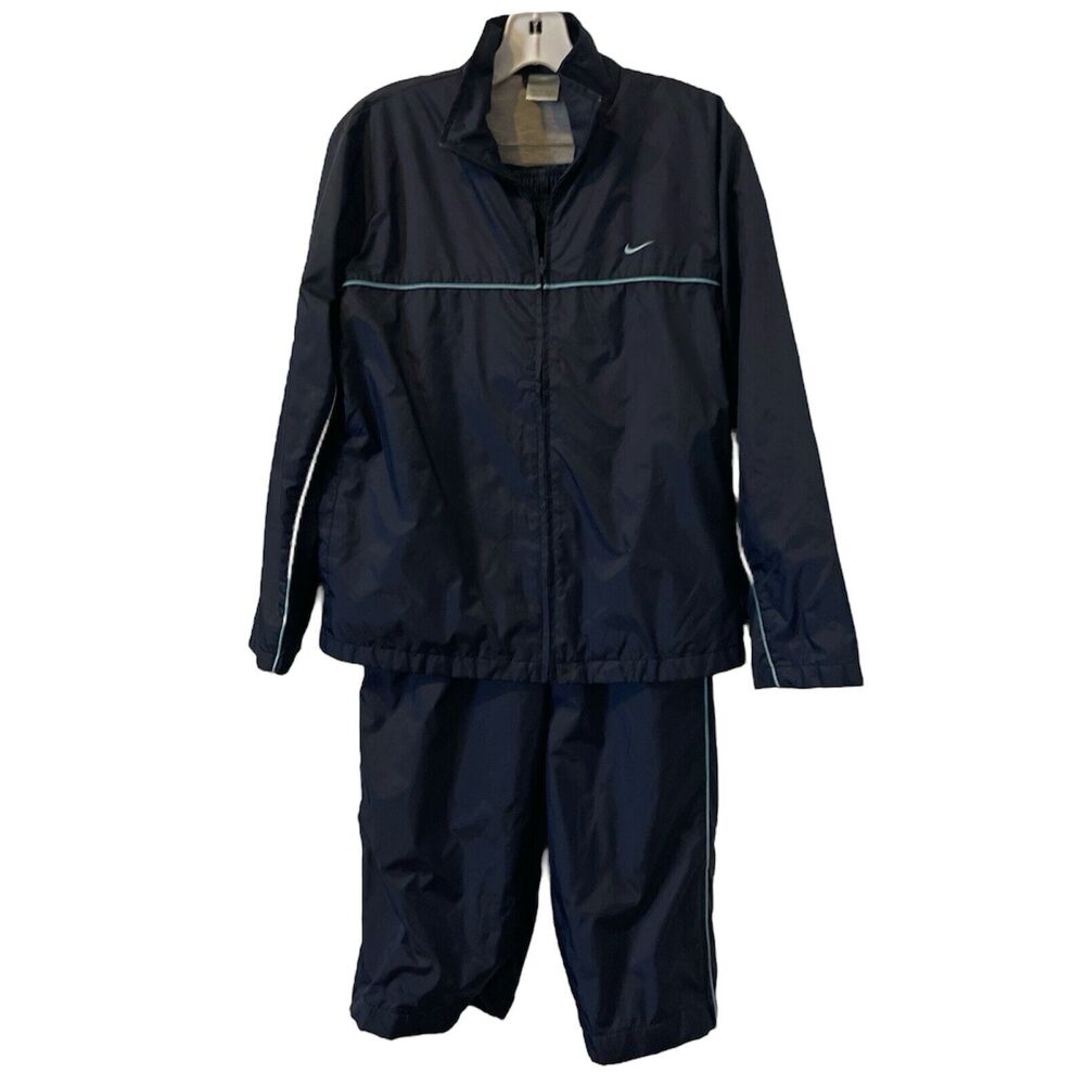 Nike Track Suit Womens Size Small Navy Blue Y2K Style- Zip Ankles- Lined